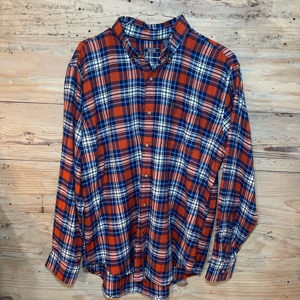 IZOD FLANNEL. Size XL. Orange and blue